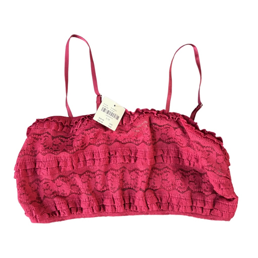 Anthropologie Deep Red Lace Bandeau